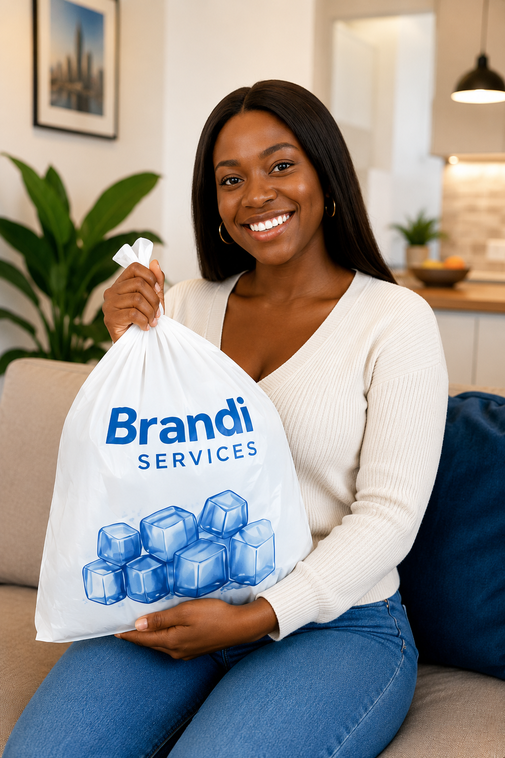 Cliente satisfaite tenant une livraison Brandi Services à Abidjan