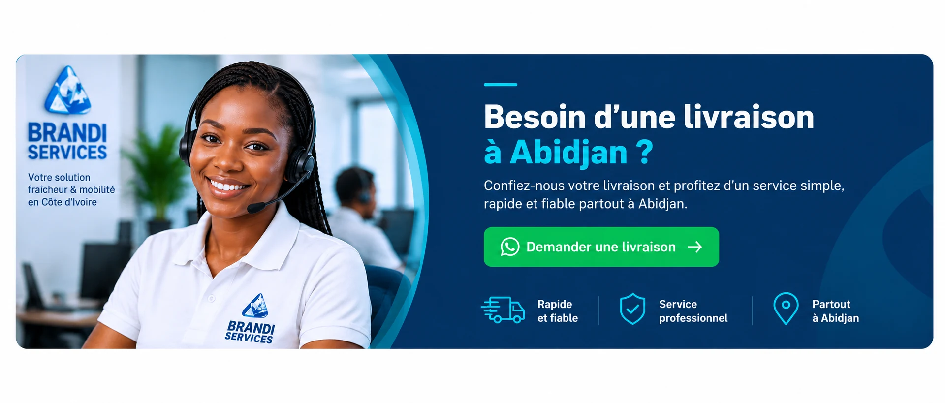 Service de livraison rapide Brandi Services à Abidjan avec assistance clientèle